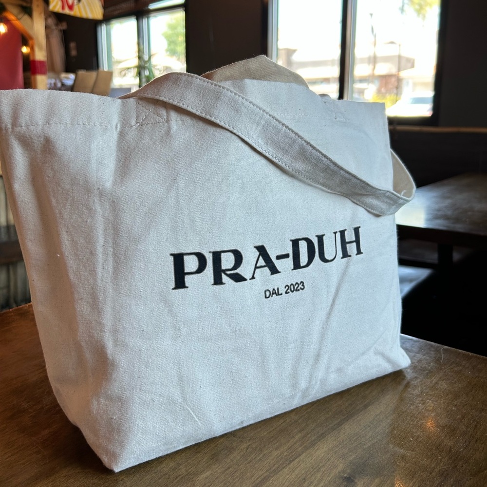 Canvas Tote Bag with Black Print